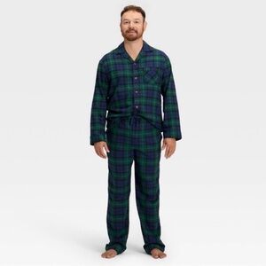 Men's Plaid Flannel Matching Family Pajama
Set - Wondershop™ Navy Blue L Tall